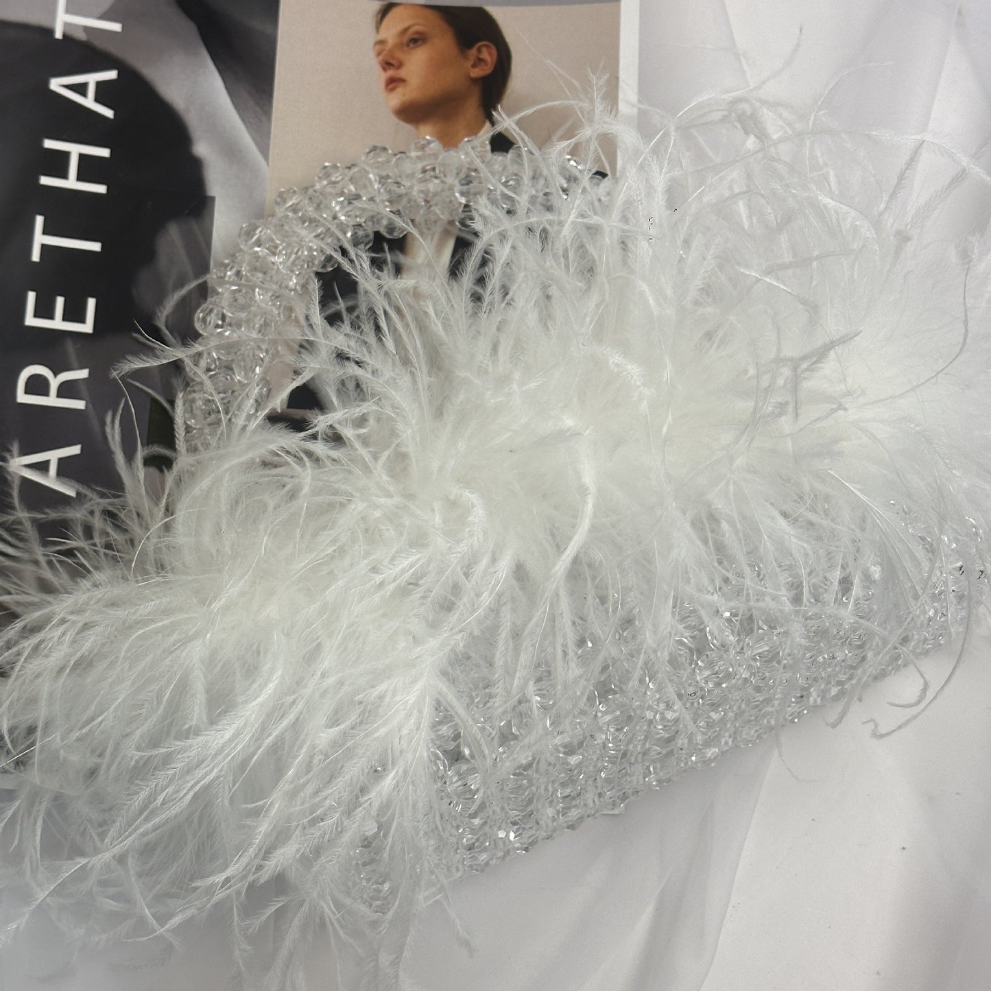Faux fur Couture,Beaded Bag/handmade/elegance styleLuxury crystal bead bag, valentine's day gift for lover,crystal bag,elegant evening bag, gift for her, handmade bag, wedding guest bag,