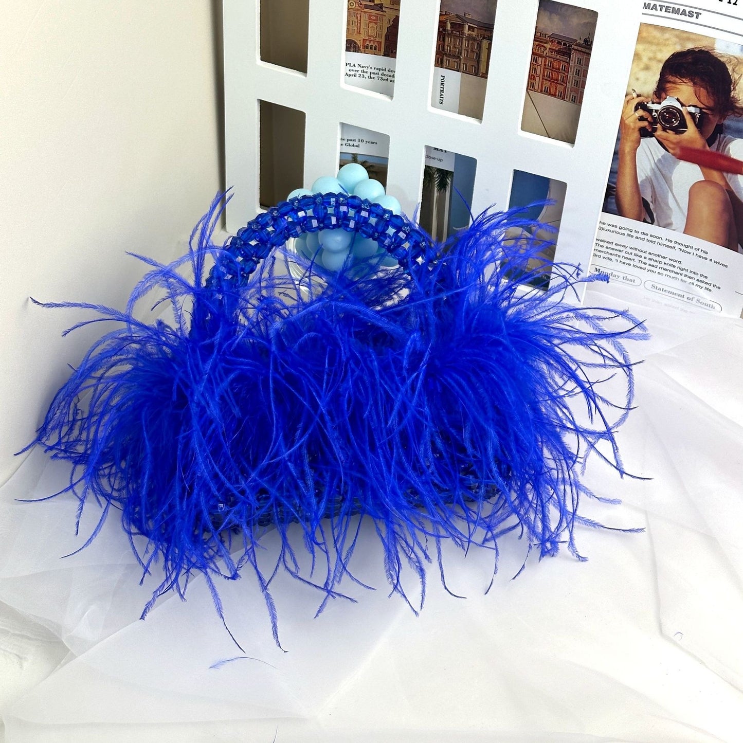 Faux fur Couture,Beaded Bag/handmade/elegance styleLuxury crystal bead bag, valentine's day gift for lover,crystal bag,elegant evening bag, gift for her, handmade bag, wedding guest bag,