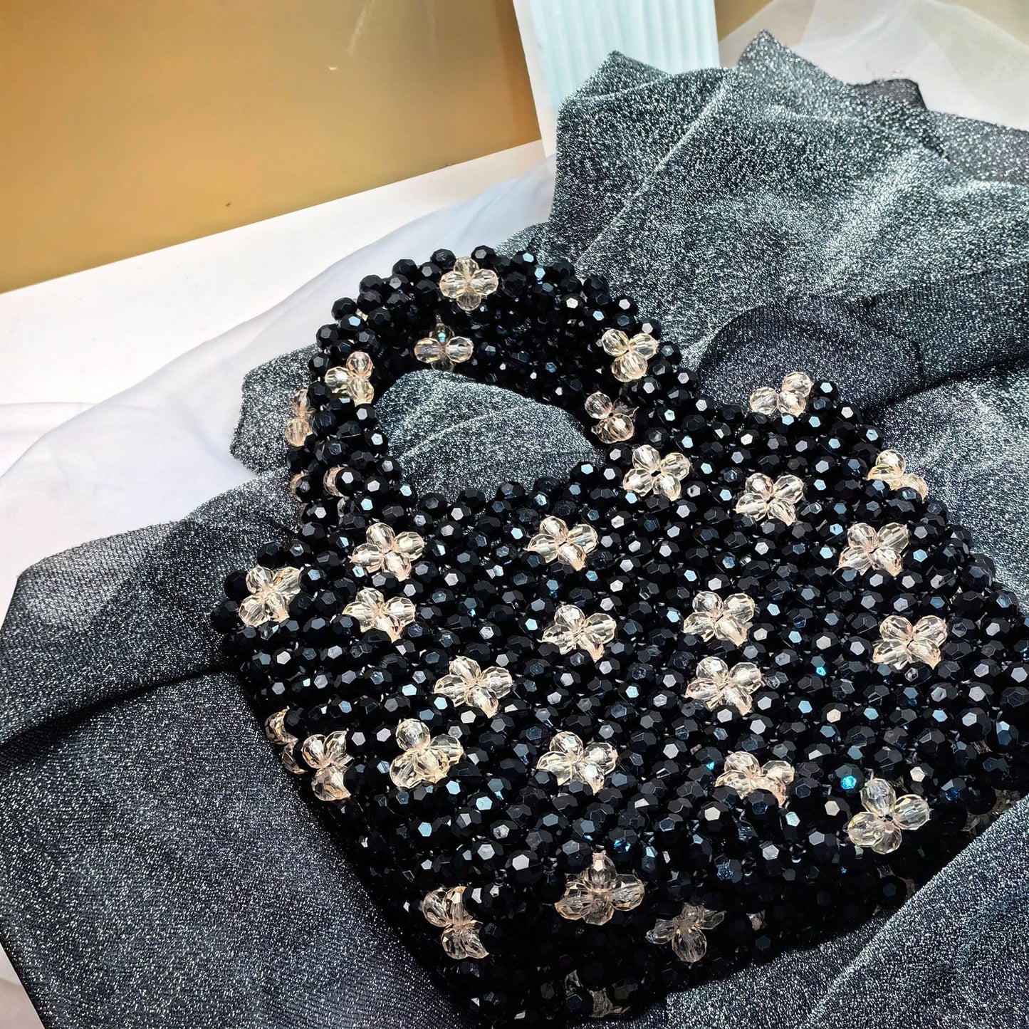 Eternal Bloom Beaded Bag/handmade/elegance styleLuxury crystal bead bag, valentine's day gift for lover,crystal bag,elegant evening bag, gift for her, handmade bag, wedding guest bag,