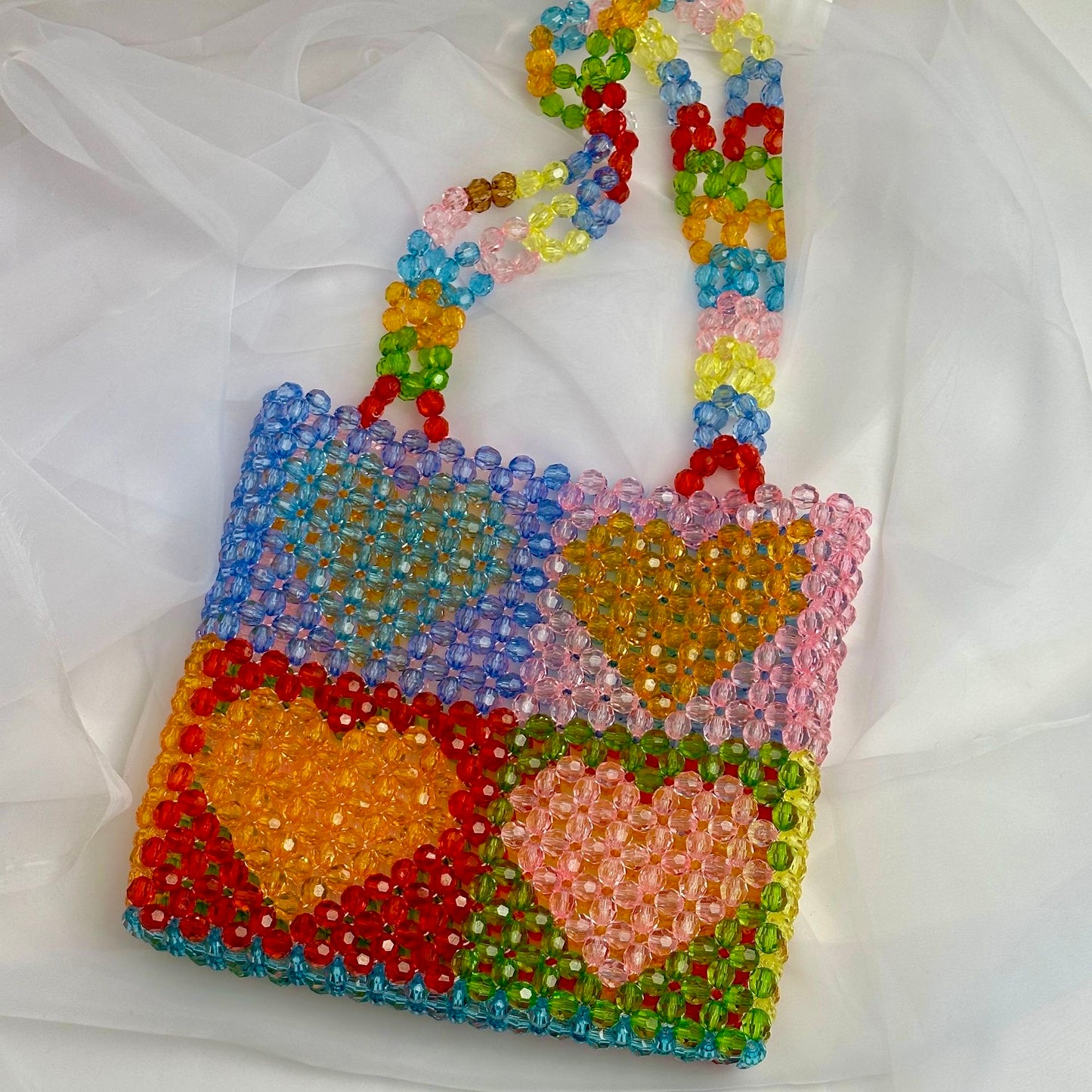 Cute Heart Beaded Bag – High-Gloss Crystal Elegance– Handmade with Love, Timeless Elegance Luxury crystal bead bag, valentine's day gift for wife, crystal bag, elegant,evening bag, gift for her, handmade bag, wedding guest bag,