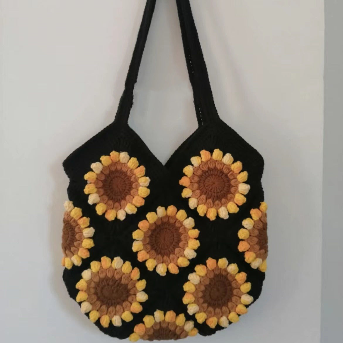 Sunflower Crochet Bag / purple/ Small Bag /Wedding/Anniversary/ Hobo Bag / Gift for Her / Mothers Day Gift / Hippie Bag Women Accessory / Hobo Bag / Bohemian Style / Cute Style / Crochet Purse / Baby/Teen/Valentine gift/birthday gift