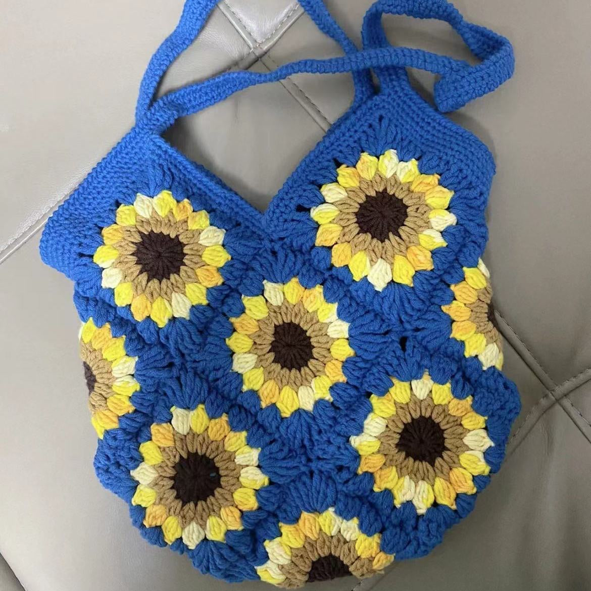 Sunflower Crochet Bag / purple/ Small Bag /Wedding/Anniversary/ Hobo Bag / Gift for Her / Mothers Day Gift / Hippie Bag Women Accessory / Hobo Bag / Bohemian Style / Cute Style / Crochet Purse / Baby/Teen/Valentine gift/birthday gift