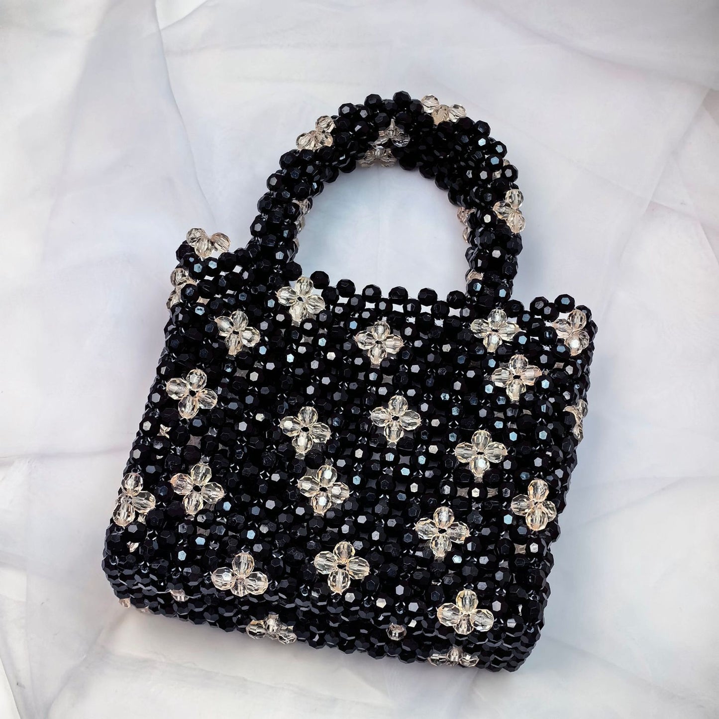 Eternal Bloom Beaded Bag/handmade/elegance styleLuxury crystal bead bag, valentine's day gift for lover，crystal bag，elegant evening bag, gift for her, handmade bag, wedding guest bag,