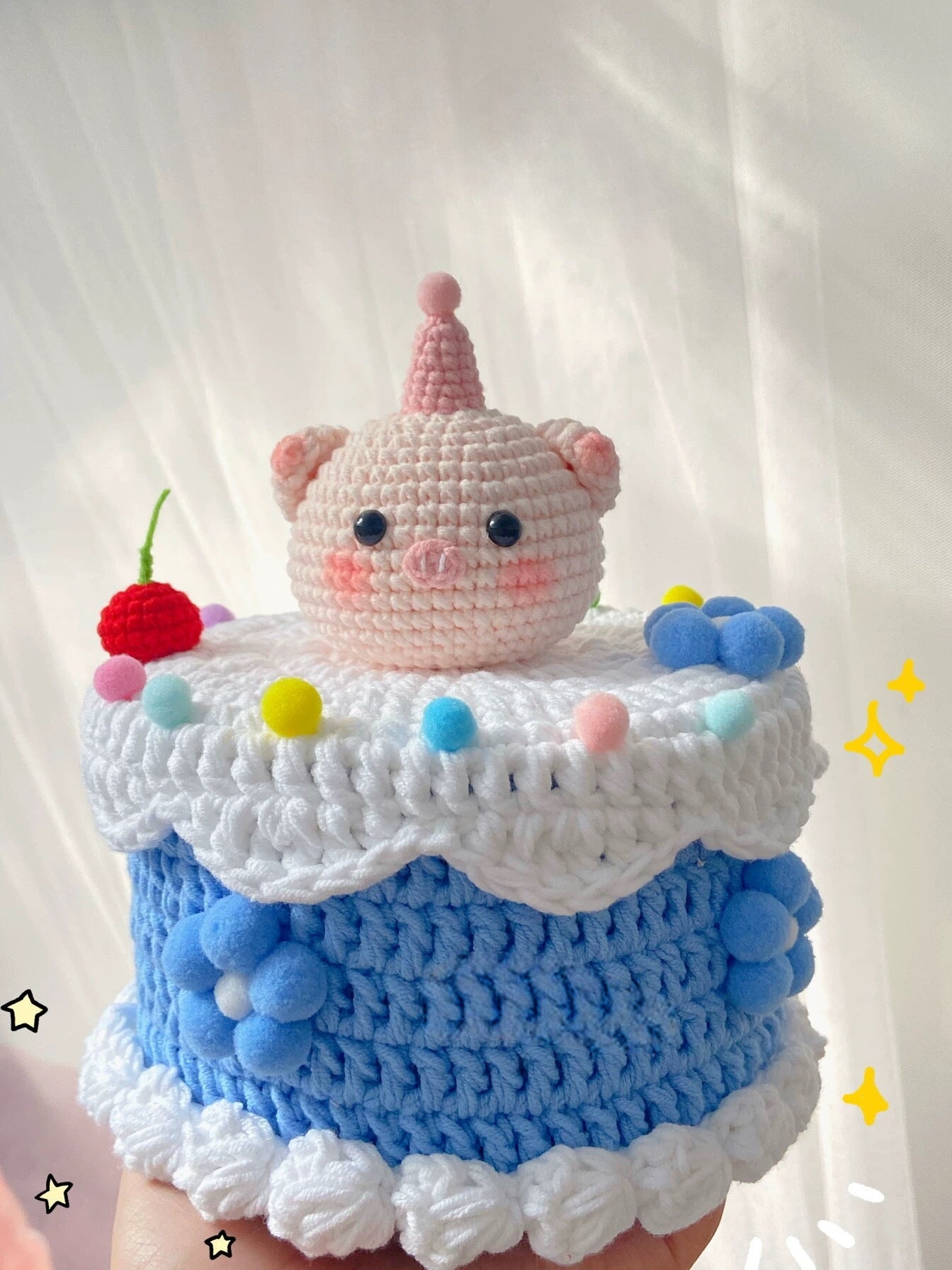 Handmade cute Crocheted Cake Storage Box /A Gift That Lasts Forever/Cute Little Pig/Teddy Bear cake box/birthday gifts/gift