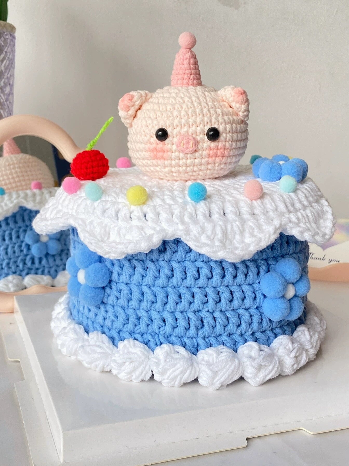 Handmade cute Crocheted Cake Storage Box /A Gift That Lasts Forever/Cute Little Pig/Teddy Bear cake box/birthday gifts/gift