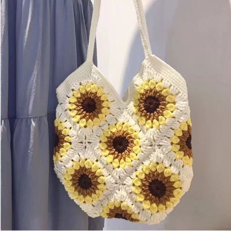 Sunflower Crochet Bag / purple/ Small Bag /Wedding/Anniversary/ Hobo Bag / Gift for Her / Mothers Day Gift / Hippie Bag Women Accessory / Hobo Bag / Bohemian Style / Cute Style / Crochet Purse / Baby/Teen/Valentine gift/birthday gift