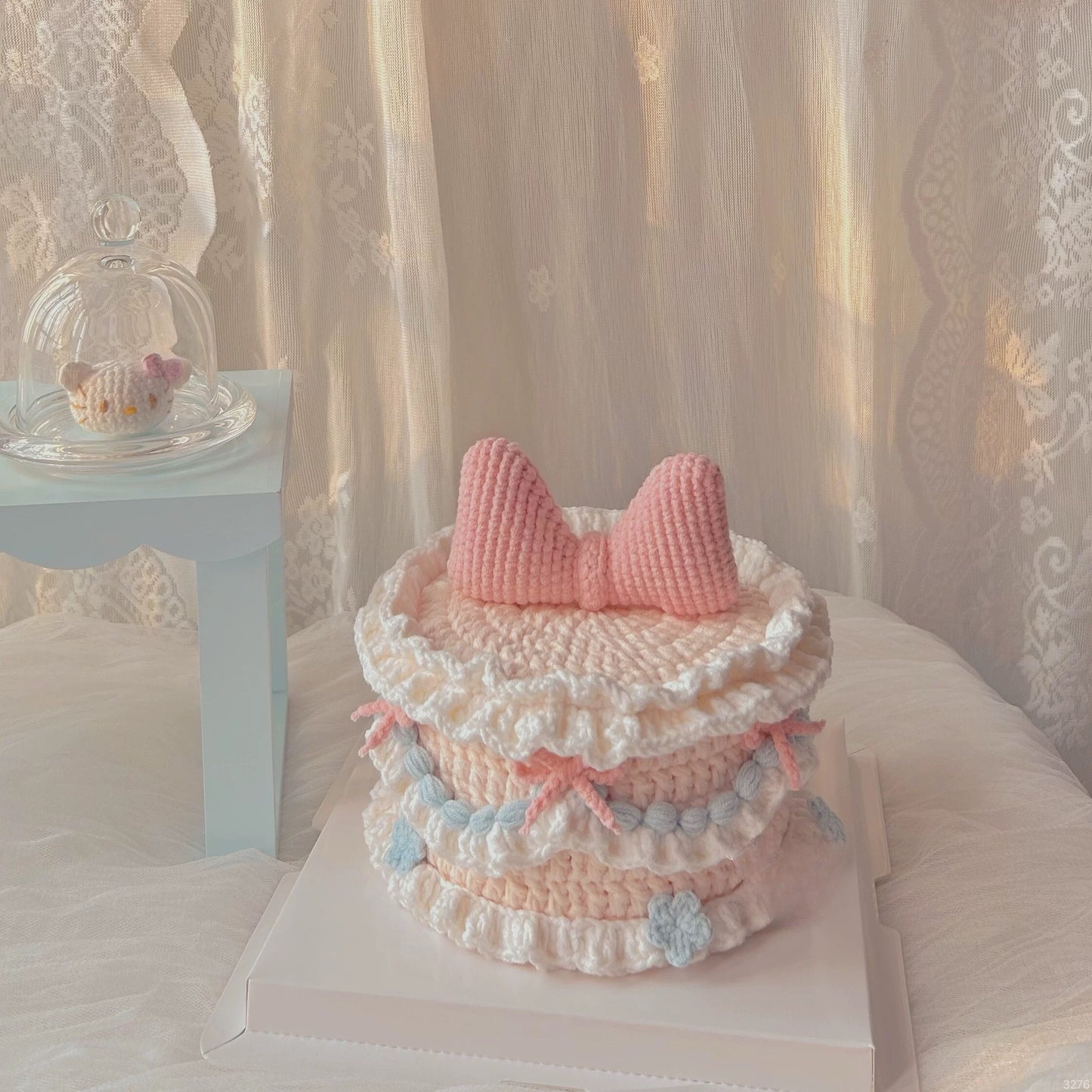 Handmade Crocheted Cake Storage Box /A Gift That Lasts Forever/cute Fruit-Topped Cookie Cake/pink cake/birthday gifts/gifts