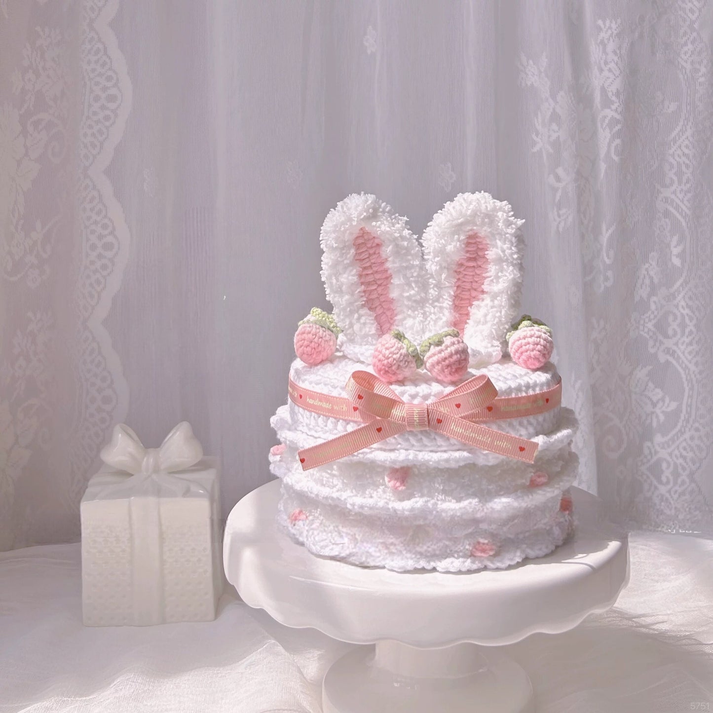 Handmade bunny Crocheted Cake Storage Box /A Gift That Lasts Forever/Adorable Bunny Pink Cake Box/BirthdayGifts /New year gift