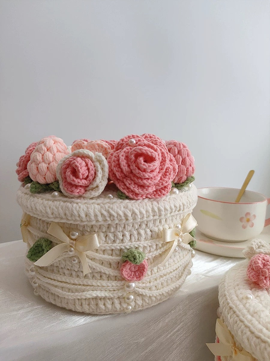 Handmade rose Crocheted Cake Storage Box /A Gift That Lasts Forever/Adorable Cake box/birthday gifts/Gifts for love