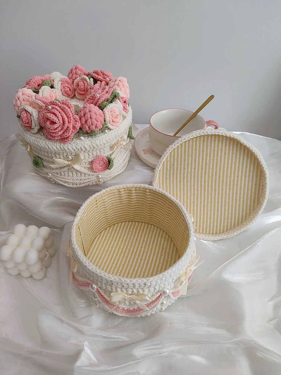 Handmade rose Crocheted Cake Storage Box /A Gift That Lasts Forever/Adorable Cake box/birthday gifts/Gifts for love