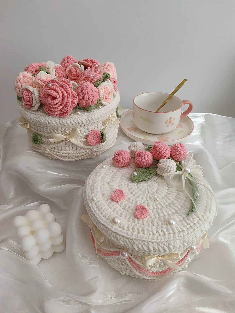 Handmade rose Crocheted Cake Storage Box /A Gift That Lasts Forever/Adorable Cake box/birthday gifts/Gifts for love