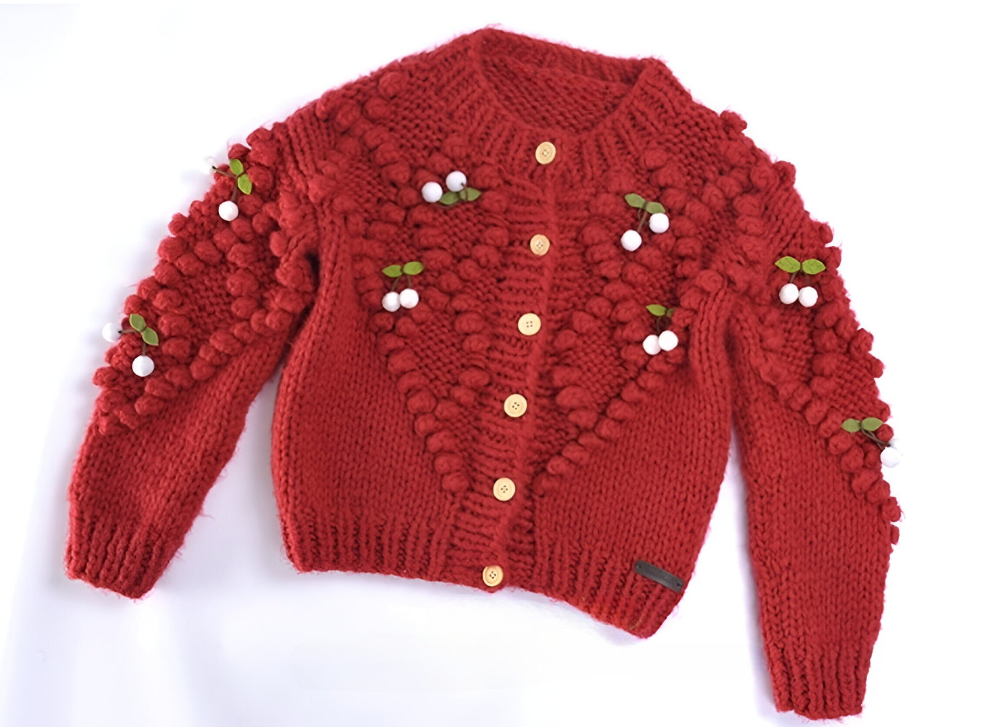 Handcrafted Colorful Cherry Sweater /Lazy Style/Crochet Cardigan/Gifts for love/