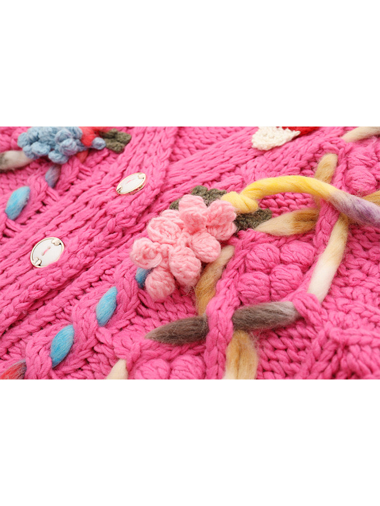 Handcrafted Colorful Pink Vest/Lazy Style/Crochet Cardigan/Gifts for love/