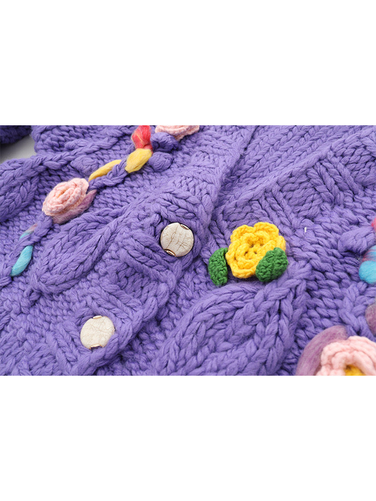 Handcrafted Colorful flower Sweater /Lazy Style/Crochet Cardigan/Gifts for love/purple cardigan