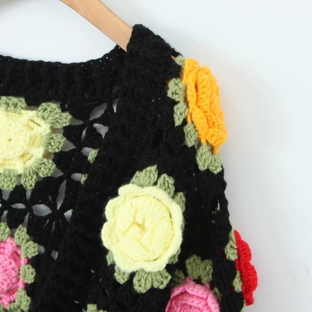 3D Rose Cardigan/Handcrafted Colorful Sweater /Lazy Style/Crochet Cardigan/Gifts for love/Handmade Cardigan/Crochet Cardigan