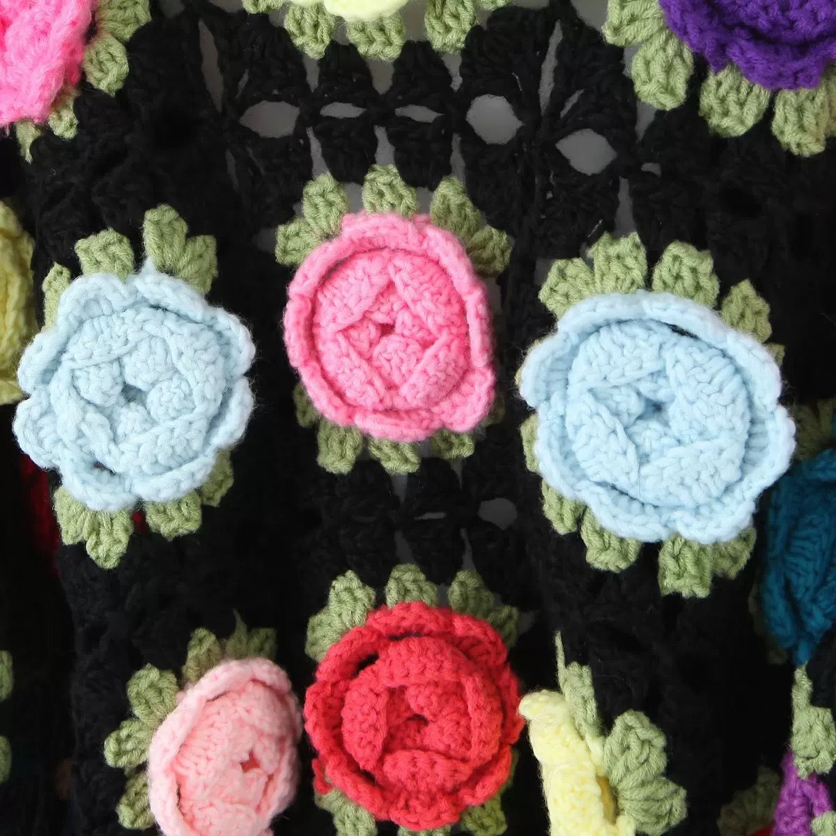 3D Rose Cardigan/Handcrafted Colorful Sweater /Lazy Style/Crochet Cardigan/Gifts for love/Handmade Cardigan/Crochet Cardigan