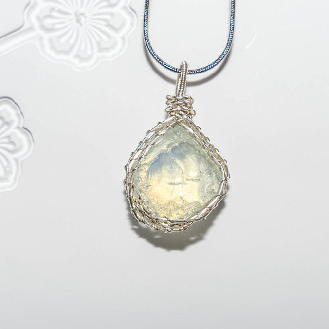 Raw Crystal Nugget Necklace in Sterling Silver/Multicolored Edition