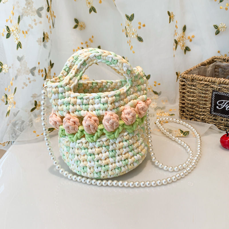 Tulip Crochet Bag / Pink/Blue/Black / Small Bag /Wedding/Anniversary/ Hobo Bag / Gift for Her / Mothers Day Gift / Hippie Bag Women Accessory / Hobo Bag / Bohemian Style / Cute Style / Crochet Tote / Baby/Teen/Valentine gift/birthday gift