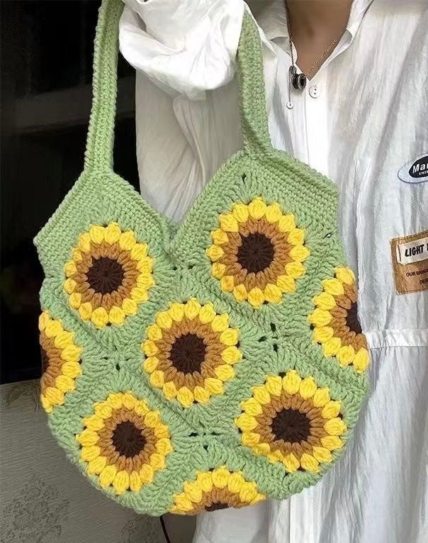 Sunflower Crochet Bag / purple/ Small Bag /Wedding/Anniversary/ Hobo Bag / Gift for Her / Mothers Day Gift / Hippie Bag Women Accessory / Hobo Bag / Bohemian Style / Cute Style / Crochet Purse / Baby/Teen/Valentine gift/birthday gift