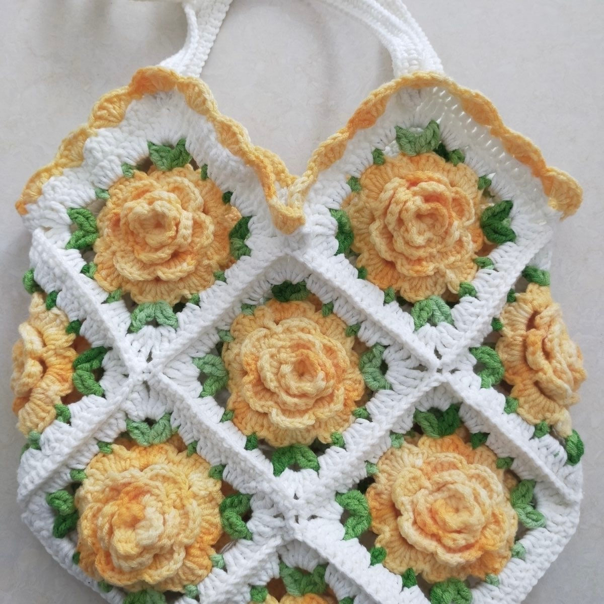 Rose Crochet Bag / Granny Square Bag / Knitted Women Accessory/Shoulder bag Hobo Bag / Bohemian Style / Vintage Style / Crochet Purse / Evil Eye