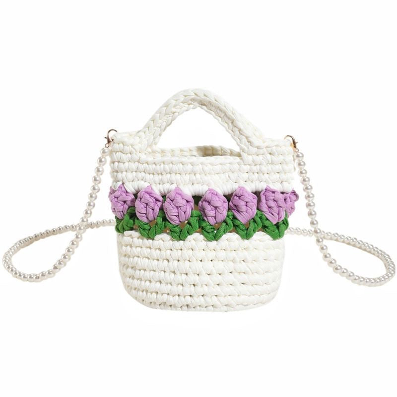 Tulip Crochet Bag / Pink/Blue/Black / Small Bag /Wedding/Anniversary/ Hobo Bag / Gift for Her / Mothers Day Gift / Hippie Bag Women Accessory / Hobo Bag / Bohemian Style / Cute Style / Crochet Tote / Baby/Teen/Valentine gift/birthday gift