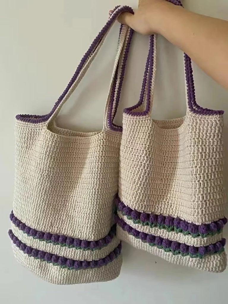 Tulip Crochet Bag / purple/ Small Bag /Wedding/Anniversary/ Hobo Bag / Gift for Her / Mothers Day Gift / Hippie Bag Women Accessory / Hobo Bag / Bohemian Style / Cute Style / Crochet Purse / Baby/Teen/Valentine gift/birthday gift