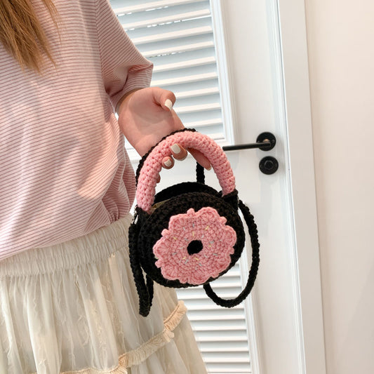 Donut Crochet Bag / Pink/Blue/Black / Small Bag / Purse / Hobo Bag / Gift for Her / Mothers Day Gift / Hippie Bag Women Accessory / Hobo Bag / Bohemian Style / Cute Style / Crochet Purse / Baby/Teen/Valentine gift/birthday gift