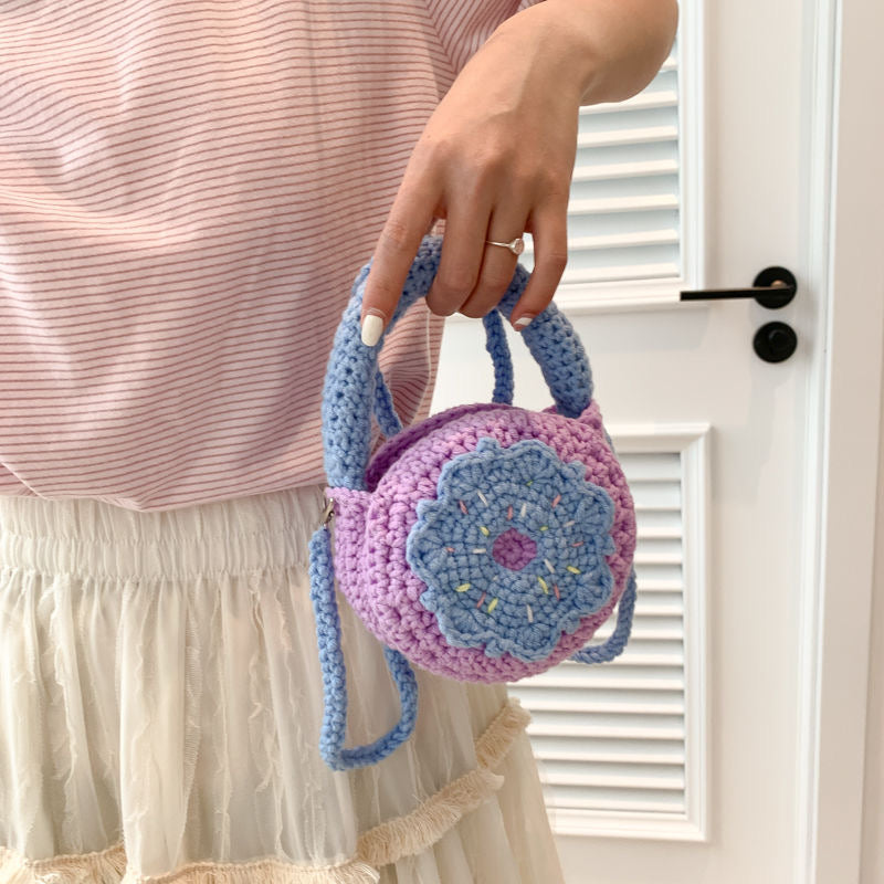 Donut Crochet Bag / Pink/Blue/Black / Small Bag / Purse / Hobo Bag / Gift for Her / Mothers Day Gift / Hippie Bag Women Accessory / Hobo Bag / Bohemian Style / Cute Style / Crochet Purse / Baby/Teen/Valentine gift/birthday gift