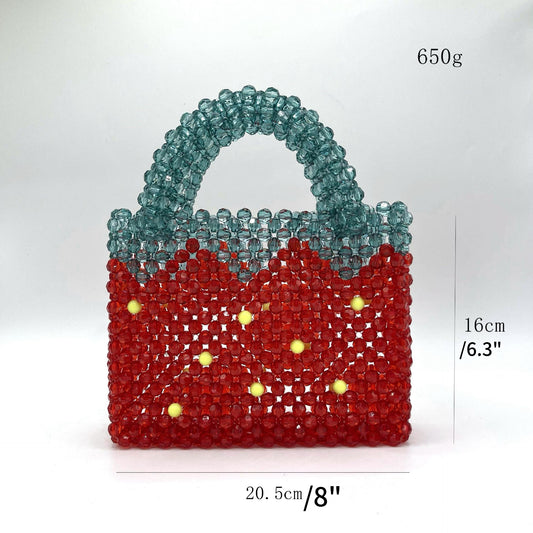 Vintage Orange Soda Strawberry Beaded Bag: Handcrafted Crystal Chic