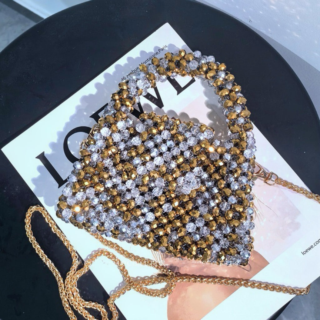 Luxury crystal beaded bag, Belinda studio，valentine's day gift for wife, elegant evening bag, gift for her, handmade bag, wedding guest bag,